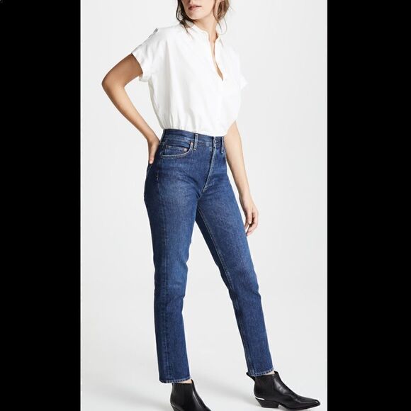 Agolde NWT Remy High Rise Straight Leg Button Fly Jeans in Wink Size 23 - Picture 1 of 11